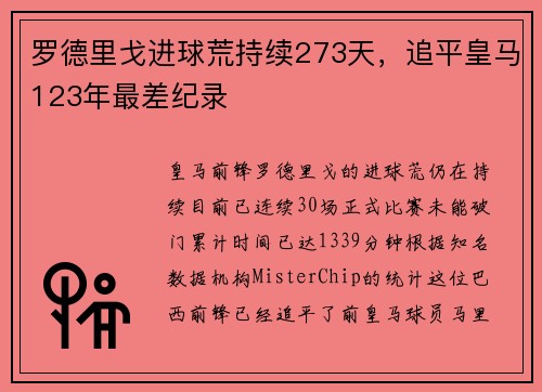 罗德里戈进球荒持续273天，追平皇马123年最差纪录